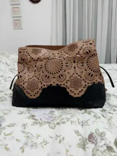 Bolsa Shopping Letizia Nude/Preta - original