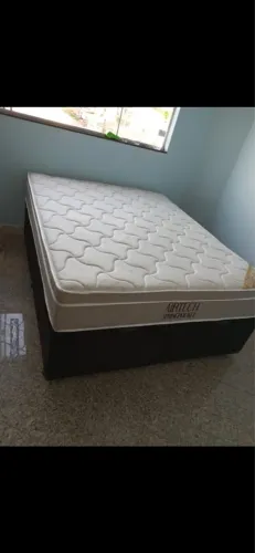 CAMA BOX CASAL PADRÃO BASE + COLCHÃO ORTOBOM MOLAS ENSACADAS