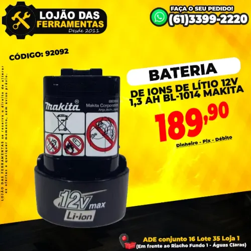Bateria De Ions De Lítio 12V 1,3 Ah BL-1014 Makita