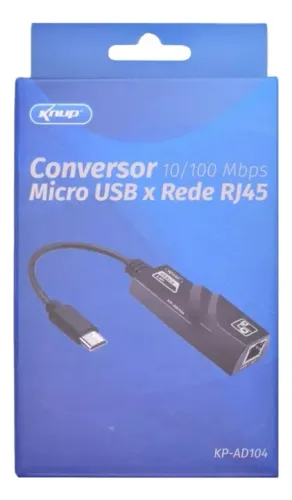 Adaptador Conversor Micro Usb X Rede Rj45 10/100mbps Knup Novo Para Celular e Tablet