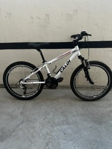 Bicicleta MTB Caloi Wild Aro 24  suspensão dianteira 21 V câmbio Shimano cor branca