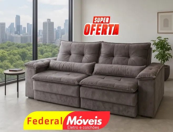 Sofá 2 Lugares Retrátil e Reclinável 2,40m - Novo e Super Confortável