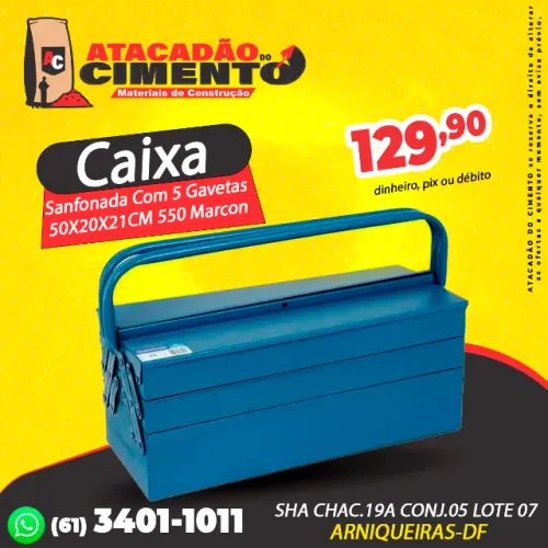 Caixa Sanfonada Com 5 Gavetas 50X20X21CM 550 Marcon