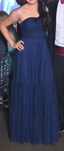 Vestido longo azul escuro 