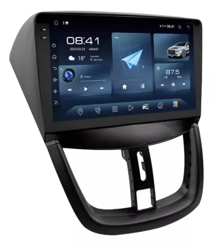Central Multimidia Android 9 pol. Carplay/ a. Auto sem fio Peugeot 207 e 2006