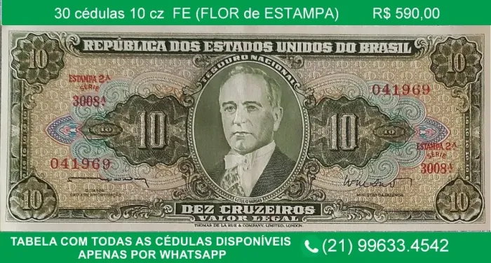 30 Cédulas FE de 10 CZ Getúlio Vargas 