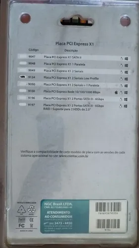 Placa PCI Express X1 2 Portas Seriais Low Profile