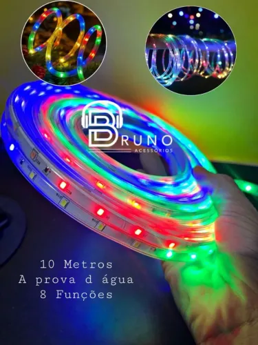 Fita de led estilo mangueira natalina 8 funções 10 metros