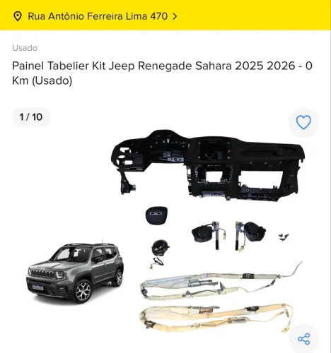 Painel tabelier kit airbag Jeep Renegade Sahara 2025/2026