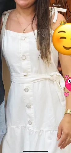 Vestido jeans branco elegante veste P M . Veste até 42