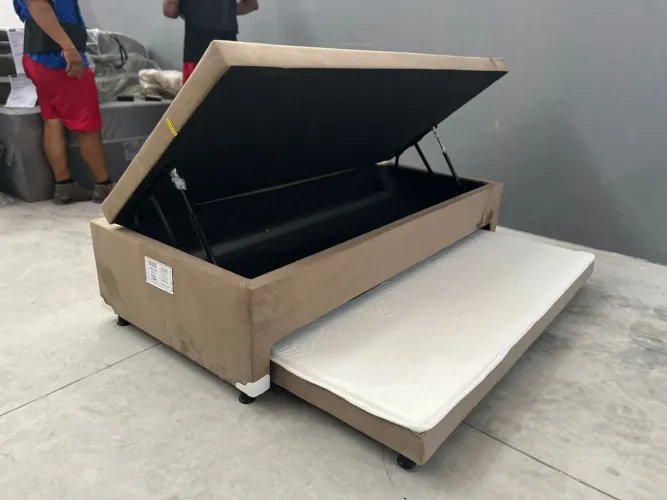 CAMA BAÚ COM AUXILIAR + MOLAS ENSACADAS