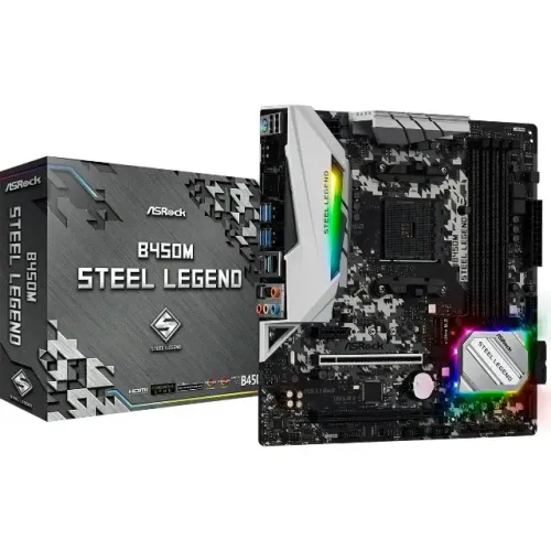 Placa-Mãe ASRock B450M Steel Legend AM4 DDR4 M-ATX com 2 Slots M.2 Loja Coimbra Computador