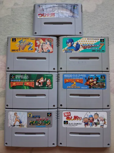 Lote com 7 cartuchos originais de Super Famicom (Super Nintendo) barato