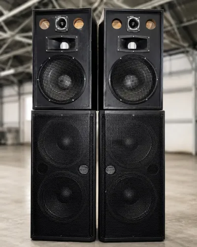 Lote com 4 Caixas de Som Grandes + Caixa Amplificada Oneal