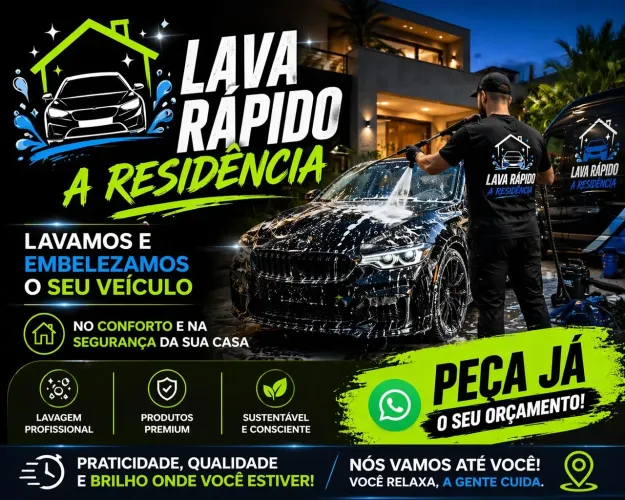 LAVA RÁPIDO RESIDENCIAL, LAVAMOS E EMBELAZAMOS O SEU VEÍCULO NA SUA CASA