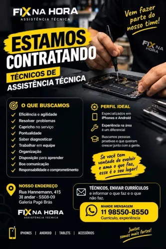 VAGA DE EMPREGO - TÉCNICO DE CELULARES, TABLETS