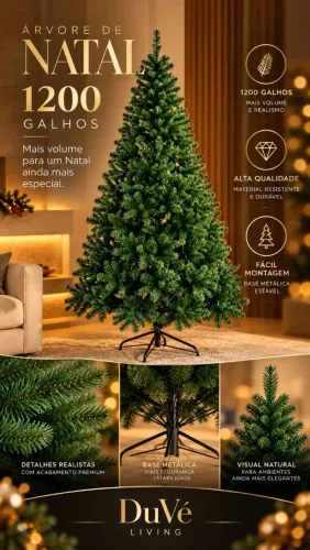 Árvore de natal 2,10m 1200 tips