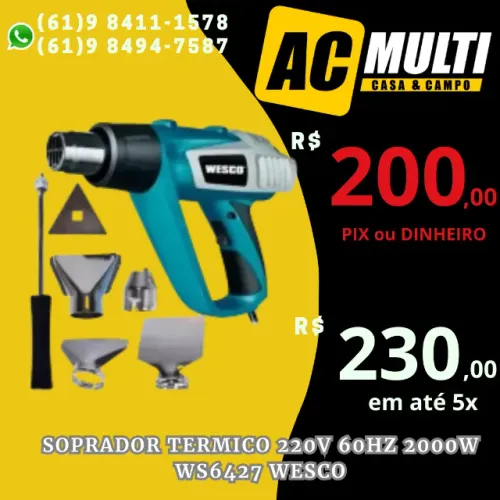 SOPRADOR TERMICO 220V 60HZ 2000W ws6427 WESCO