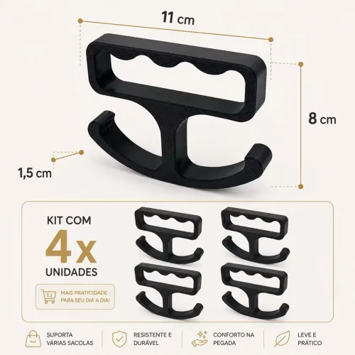 Suporte Para Carregar Sacolas Kit 2x ou 4x Alça Ergonômica Resistente Confortável