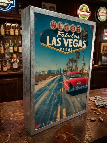 Placa luminosa retrô vintage Las Vegas
