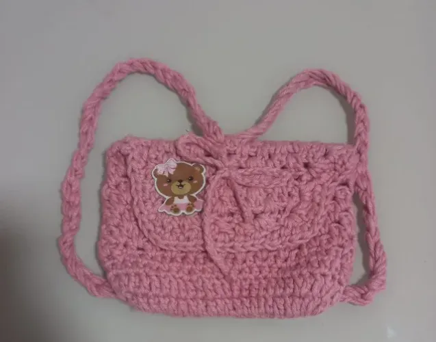 Bolsa Infantil Crochê Rosa Ursinho Tiracolo Artesanal Nova R$30 Cada