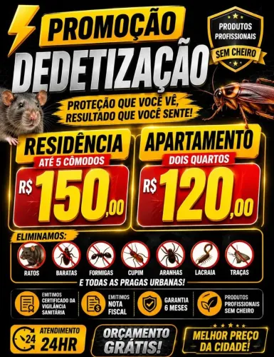 Dedetização profissional sem cheiro promoção