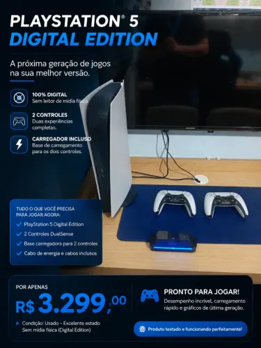 PlayStation 5 PS5 Digital + 2 Controles DualSens