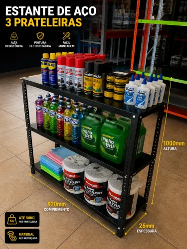 Estante simples 03 prateleiras 1000x260x920