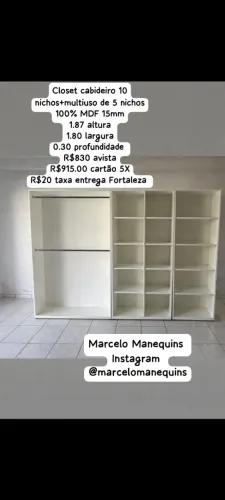Closet cabideiro 10 nichos + multiuso 5 nichos