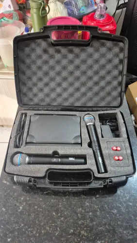 Microfone Sem Fio Duplo JWL U-585 - profissional