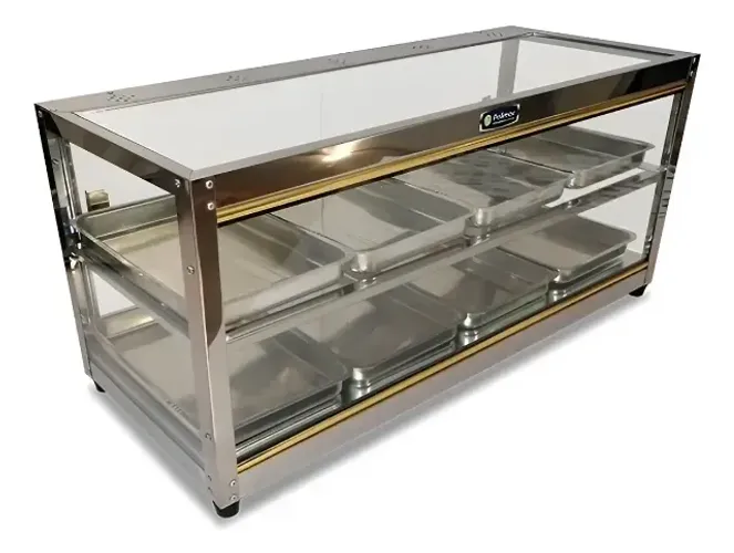 Estufa Para Salgados Reta Vitrine Quente 8 Bandejas 127v - Polimac - NOVO