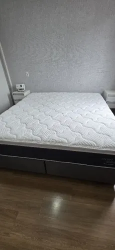 Cama Box King Base+colchão SEMINOVA / Ortho - Molas Ensacadas + Pillow Top