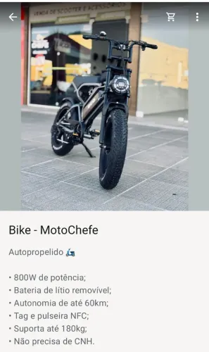Vendo Bike Elétrica MotoChefe 60km auton.