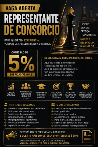 Vaga de emprego , representante de consórcio 
