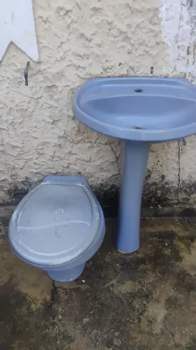 Vendo pia e vaso na tonalidade cinza