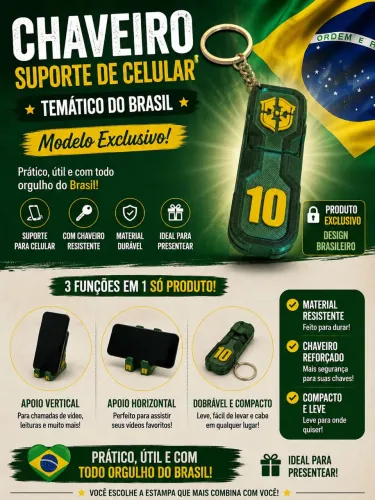 Chaveiro suporte porta celular - tema copa do mundo.