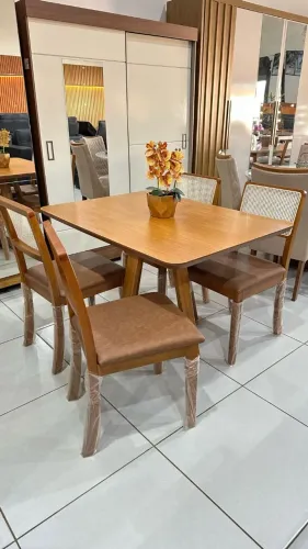 MESA PÉROLA 120X90 MADEIRA COM 4 CADEIRAS