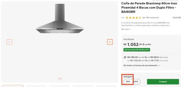 Coifa de parede Brastemp NA CAIXA