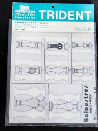 Gabarito Trident Mod. A-29 Régua de Projeto Arquitetura Balaústres Engenharia Topografia