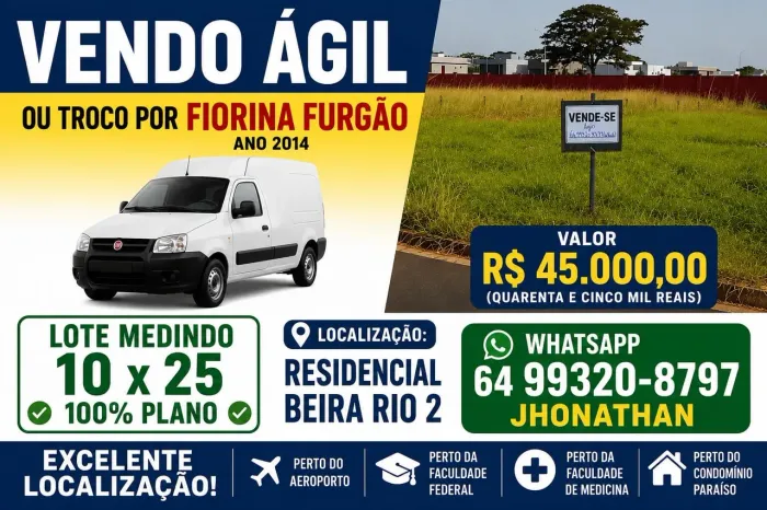 Terreno residencial Beira Rio 2 Itumbiara Goiás próximo ao aeroporto e condomínio paraíso 