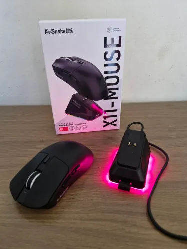 Mouse Gamer K-Snake X11 Sem Fio + Base de Carregamento RGB