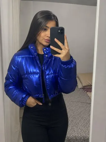 Jaqueta Puffer Azul Metálica