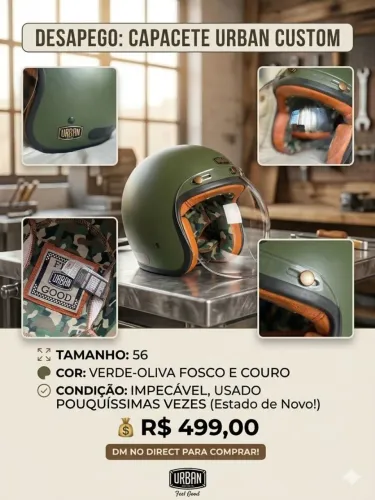Capacete Urban Tracer Verde Fosco Militar - Seminovo 