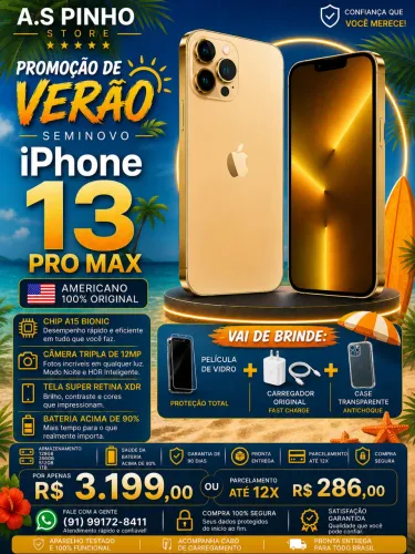 iPhone 13 Pro Max com bateria ótima e garantia