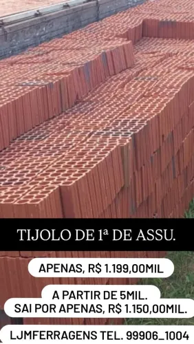 TIJOLO DE PRIMEIRA DE 1ª DE ASSU