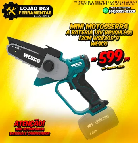 Mini Motosserra a Bateria 18V Brushless 12CM WS8305-9 Wesco