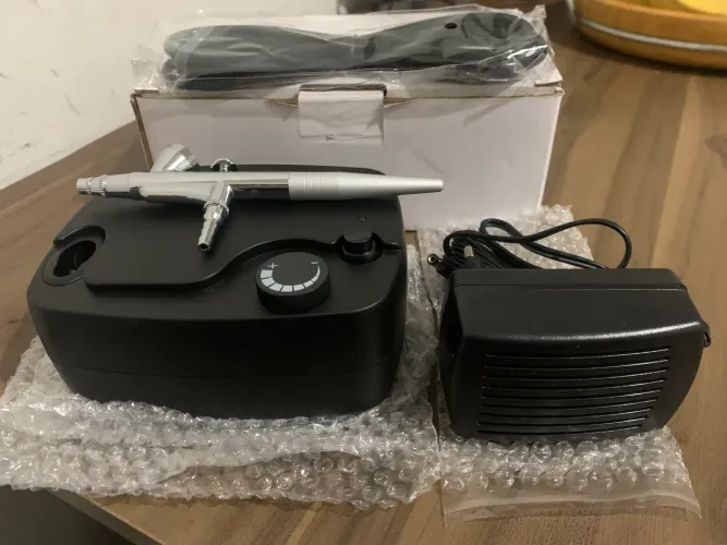 Kit Completo de pintura Aerógrafo e Compressor (Novo)