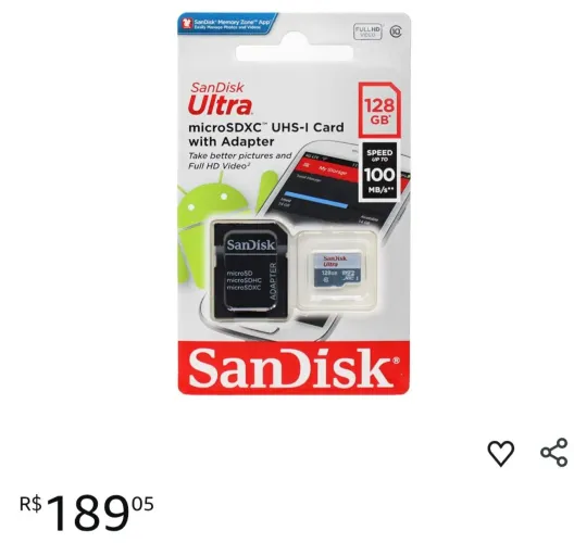 Cartão de memória 128gb SanDisk