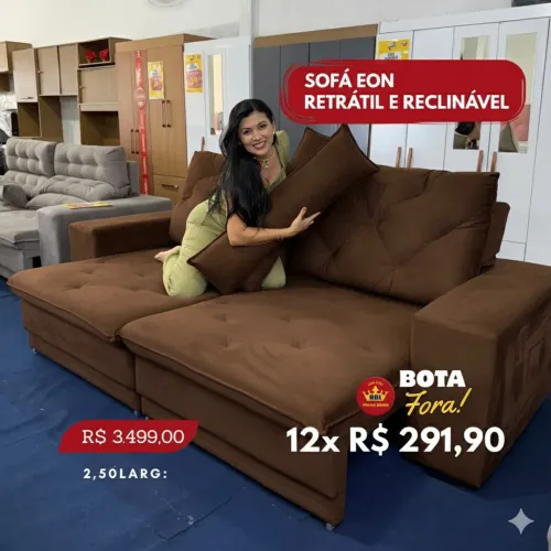 PROMOÇÃO URGENTE - Sofá Eon RETRÁTIL RECLINÁVEL Marrom Disponível