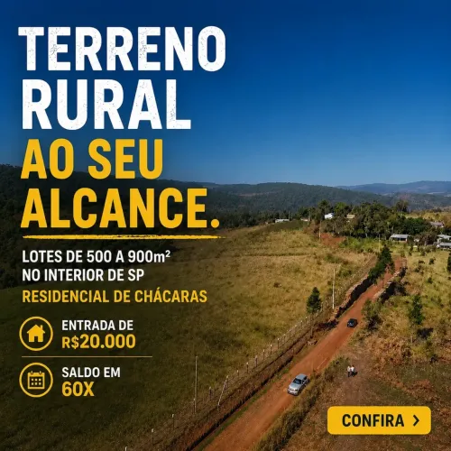 terreno de 1000m², no interior apenas a 1h de SP